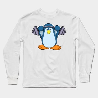 Penguin at Bodybuilding with Dumbbells Long Sleeve T-Shirt